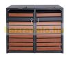Garden bin storage galvanized steel trash bin storage 2 bins 117x132x80 cm dark brown