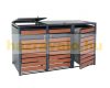 Garden bin storage galvanized steel trash bin storage 3 bins 117x200x80 cm dark brown