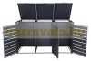 Garden bin storage galvanized steel trash bin storage 3 bins 117x200x80 cm dark brown