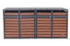 Garden bin storage galvanized steel trash bin storage 4 bins 117x264x80 cm dark brown