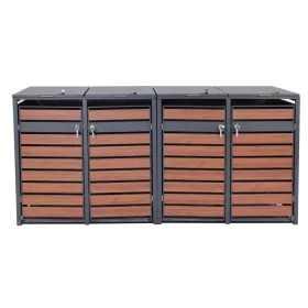   Kerti kukatároló horganyzott acél szemeteskuka tároló 4 db tároló 117x264x80 cm sötétbarna