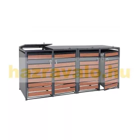   Kerti kukatároló horganyzott acél szemeteskuka tároló 4 db tároló 117x264x80 cm sötétbarna