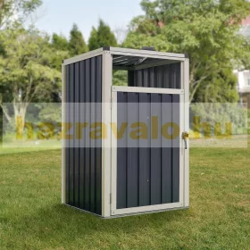   Kerti kukatároló horganyzott acél szemeteskuka tároló 1 db tároló 121x73x82 cm antracit