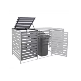    Kerti kukatároló fa szemeteskuka tároló 1 db kiegészítő kukatárolóhoz megfelelő 80-240 literes kuka tárolására szürke