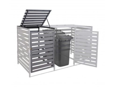  Garden trash can, wooden trash can, suitable for 1 additional trash can, for storing 80-240 liter trash, gray