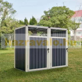  Kerti kukatároló horganyzott acél szemeteskuka tároló 2 db tároló 121x146x82 cm antracit