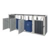 Garden bin storage galvanized steel trash bin storage 4 bins 121x292x82 cm anthracite