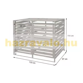   Kerti kukatároló fa szemeteskuka tároló 2 db 80-240 literes kuka tárolására szürke