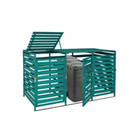   Kerti kukatároló fa szemeteskuka tároló 3 db 80-240 literes kuka tárolására zöld
