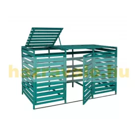   Kerti kukatároló fa szemeteskuka tároló 3 db 80-240 literes kuka tárolására zöld