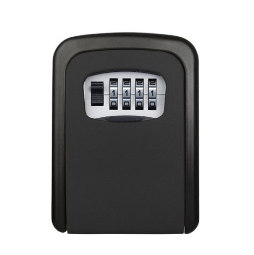 Key holder box with number lock key guard can be mounted on a black wall, for 5 keys