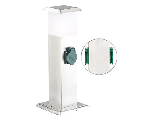 Outdoor lamp with double socket, stainless steel, 16x40.5x16 cm, silver 