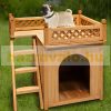 Dog house with balcony in brown color 