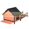 Wooden dog house with veranda 91 x 194.5 x 83 cm in brown color 