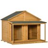 Wooden dog house 127x110x109 cm house for 2 small and medium-sized dogs