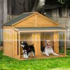 Wooden dog house 127x110x109 cm house for 2 small and medium-sized dogs