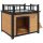 Dog house with roof terrace, stairs, window 121x77x78 cm wood black