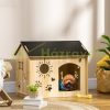 Dog house 69x50x58.5 cm with ventilation holes, weatherproof wood material black+wood 