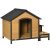 Fa kutyaház 130x93x92 cm szigetelt kisállat ház 2 kutyatállal bitumentetős kültéri időjárásálló 