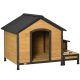 Wooden dog house 130x93x92 cm insulated pet house with 2 dog bowls with bitumen roof outdoor weatherproof pine 