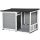 Dog house 103x62x66 cm with 2 feeding bowls, veranda weatherproof wood, gray-white