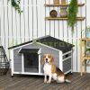 Dog house 109x79x72 cm made of solid wood, weatherproof, with a bitumen roof, gray - white