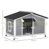 Dog house 109x79x72 cm made of solid wood, weatherproof, with a bitumen roof, gray - white