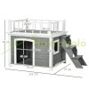 Dog house with roof terrace, stairs, window 121x77x78 cm wood, light gray