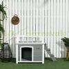 Dog house with roof terrace, stairs, window 121x77x78 cm wood, light gray