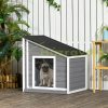 Wooden doghouse with weatherproof bitumen roof 71x58x77 cm gray - white