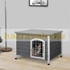Wooden dog house outdoor dog kennel 80x55x53.5 cm waterproof gray transport box for small animals