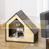 Dog house, cat house with pillow 60x40x59.2 cm pet cave with sloping roof for small dogs up to 8 kg 