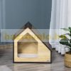Dog house, cat house with pillow 60x40x59.2 cm pet cave with sloping roof for small dogs up to 8 kg 