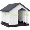 Dog house 62x61x60 cm with weatherproof window and door for small dogs gray-white
