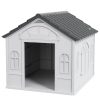 Dog house 65x75x63 cm dog house with tent roof weatherproof plastic gray