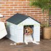 Dog house 65x75x63 cm dog house with tent roof weatherproof plastic gray