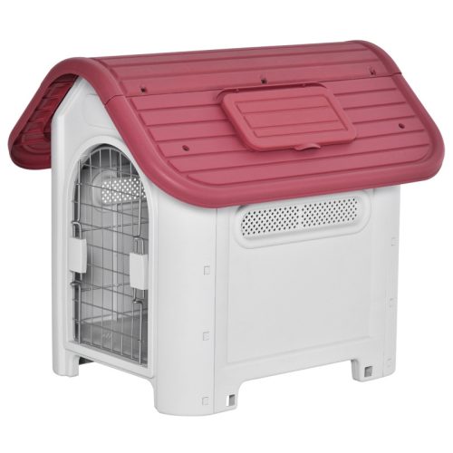 Dog house 59x75x66 cm waterproof outdoor dog house red-light gray plastic