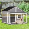 Outdoor dog house 127x112x109 cm wooden house for medium and large dogs