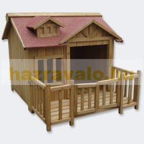   Nagyméretű kutyaház terasszal, ablakkal, kezelt fenyőfa 935 x 990 x 780 mm