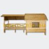 Large doghouse with veranda, slatted door, latticed window, treated pine wood 208x91x91.3 cm