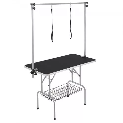 kutyakozmetikai asztal 1300x617x1818 mm, rozsdamentes acél, kutyakozmetikai asztal, 150 kg teherbírás, összecsukható, 1137,9x609,6 mm, asztali, ideális fürdetéshez, trimmeléshez, szárításhoz, keféléshez