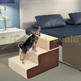   Kutyalépcső 3 lépcsőfokkal bézs 54x40x39 cm max. 50 kg teherbírás 