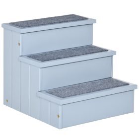 Kutyalépcső 3 lépcsőfokkal fából készült, szürke 