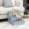 Dog ladder with 3 steps made of wood, gray 