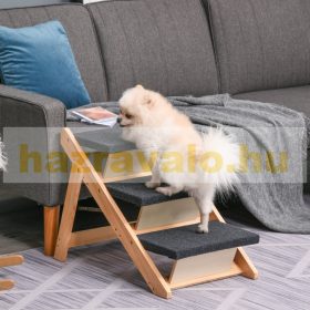   Összecsukható kutyalépcső fenyő 60x47x50 cm 3 lépcsőfok kutyarámpa