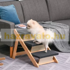   Összecsukható kutyalépcső fenyő 60x47x50 cm 3 lépcsőfok kutyarámpa