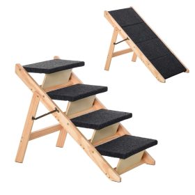   Összecsukható kutyalépcső fenyő 80x47x64 cm 4 lépcsőfok kutyarámpa