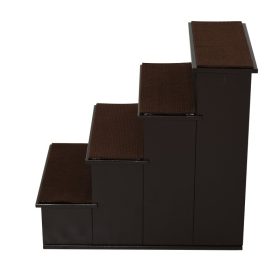   Kutyalépcső 4 lépcsőfokkal, sötétbarna, max. 30 kg teherbírás