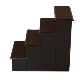   Kutyalépcső 4 lépcsőfokkal, sötétbarna, max. 30 kg teherbírás