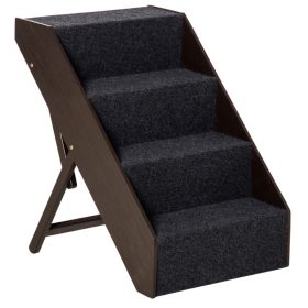   Kutyalépcső 4 lépcsőfokkal összecsukható, fekete szőnyeggel max. 30 kg teherbírás